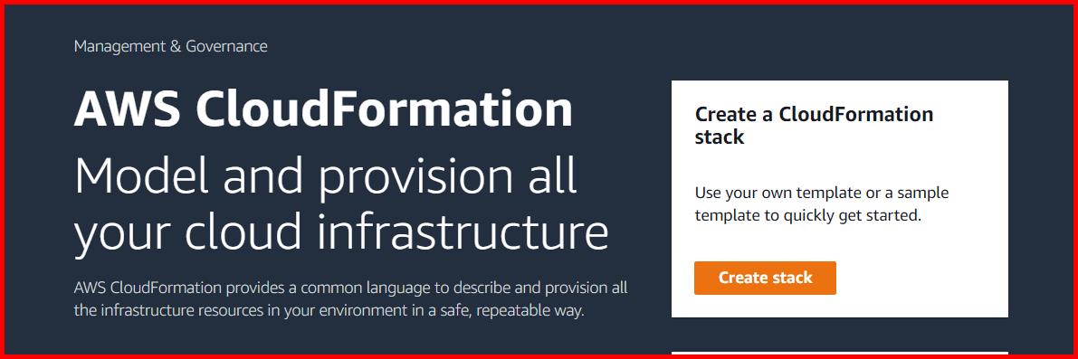Picture showing the create stack button for creating the new infrastructure automation